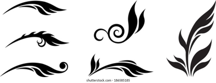 set of abstract floral elements