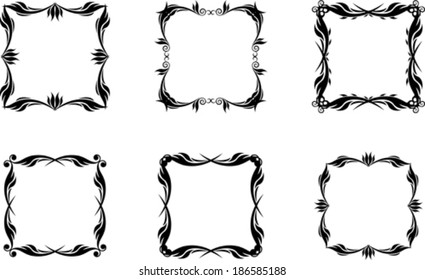 set of abstract floral frames