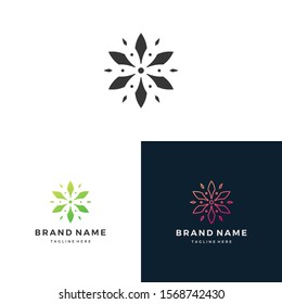 set abstract floral logo design vector illustration