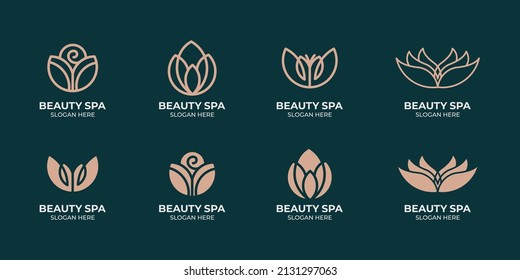 set of abstract floral logos for beauty and decoration