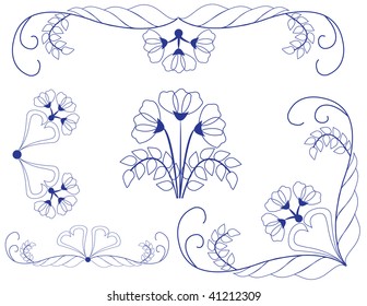  	set  abstract floral pattern