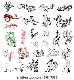 set of abstract floral patterns