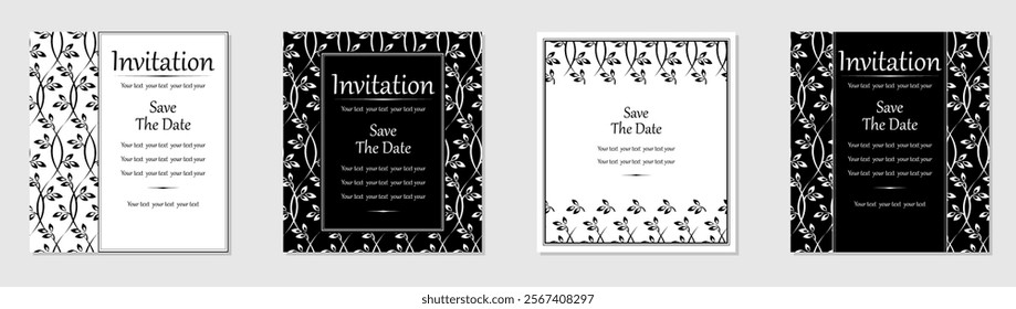 Set of abstract floral patterns. Vector seamless backgrounds. Perfect for invitations or announcements