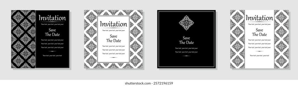 Set of abstract floral patterns. Vector seamless backgrounds. Perfect for invitations or announcements