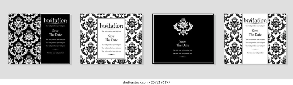 Set of abstract floral patterns. Vector seamless backgrounds. Perfect for invitations or announcements