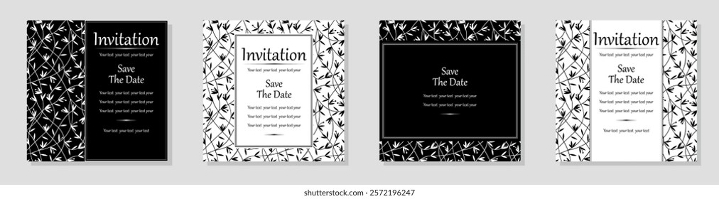 Set of abstract floral patterns. Vector seamless backgrounds. Perfect for invitations or announcements
