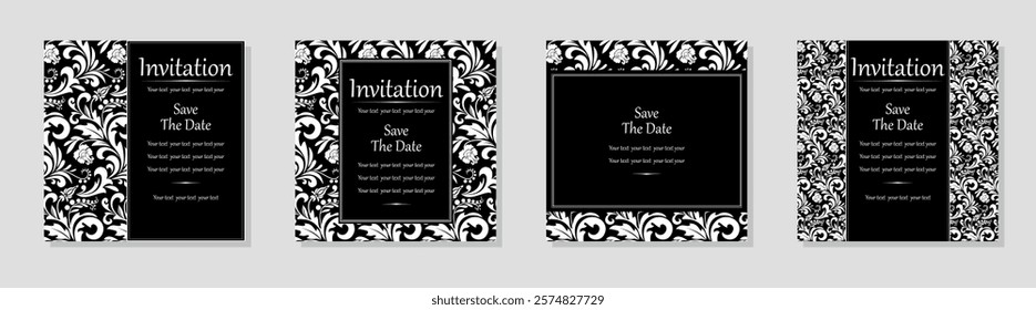 Set of abstract floral patterns. Vector seamless backgrounds. Perfect for invitations or announcements