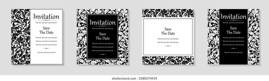 Set of abstract floral patterns. Vector seamless backgrounds. Perfect for invitations or announcements