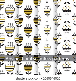Set of abstract floral patterns for wrapping paper, scrapbook paper, wallpaper