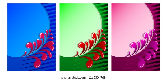 Set abstract Floral Romantic Patterns. Cover for congratulatory card. Element for design. Vector Illustration