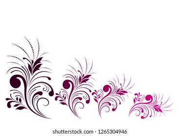 Set abstract Floral Romantic Patterns isolated on a white background. Element for design. Vector Illustration