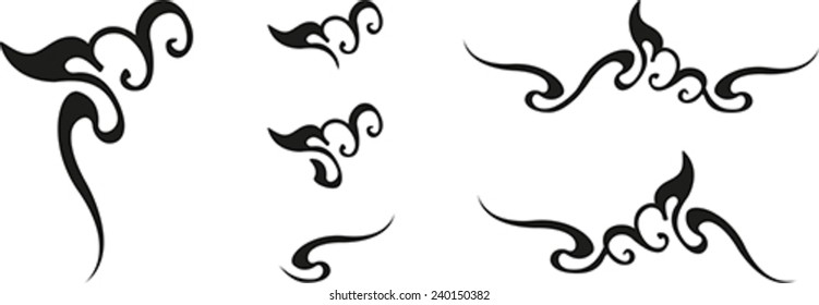 Set of abstract floral scribble