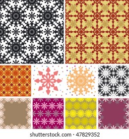 set of abstract floral seamless pattern