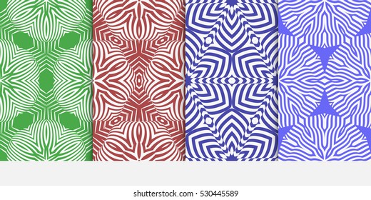 set of Abstract floral seamless pattern. geometry design. Vector. Texture for holiday cards, Valentines day, wedding invitations. red, blue, green color