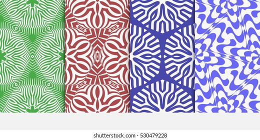 set of Abstract floral seamless pattern. geometry design. Vector. Texture for holiday cards, Valentines day, wedding invitations. red, blue, green color