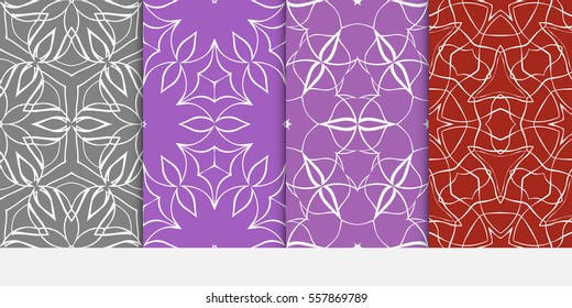 set of Abstract floral seamless pattern. geometry design. Vector. for invitation, wedding, wallpaper. color.