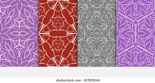 set of Abstract floral seamless pattern. geometry design. Vector. for invitation, wedding, wallpaper. color.
