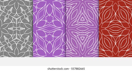 set of Abstract floral seamless pattern. geometry design. Vector. for invitation, wedding, wallpaper. color.
