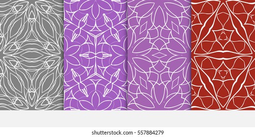 set of Abstract floral seamless pattern. geometry design. Vector. for invitation, wedding, wallpaper. color.
