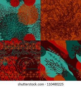 Conjunto de patrones abstractos florales sin soldadura.