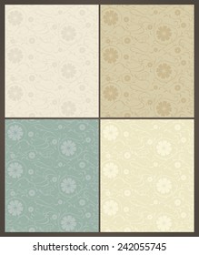 Set of abstract floral seamless patterns, vector illustration
