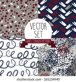 set of abstract and floral seamless patterns,  vector illustration 