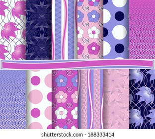 set of  abstract  floral vector paper for scrapbook 