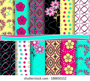 set of  abstract  floral vector paper for scrapbook 