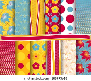 set of  abstract  floral vector paper for scrapbook 