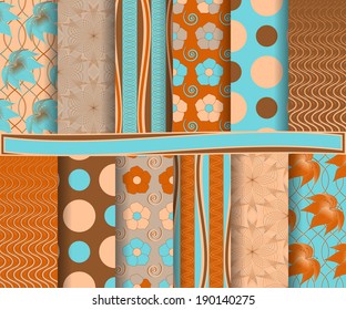 set of  abstract  floral vector paper for scrapbook 