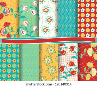 set of  abstract  floral vector paper for scrapbook 