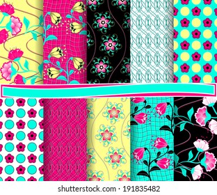 set of  abstract  floral vector paper for scrapbook 