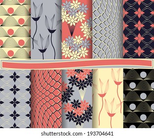  set of  abstract  floral vector paper for scrapbook 
