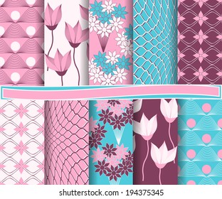  set of  abstract  floral vector paper for scrapbook 