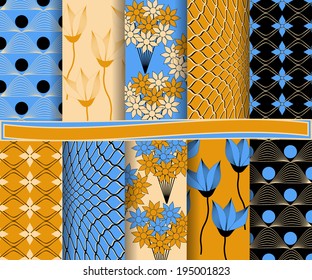  set of  abstract  floral vector paper for scrapbook 