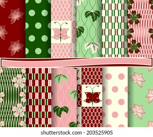 set of  abstract  floral  vector paper for scrapbook 