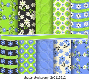 set of  abstract floral vector paper for scrapbook