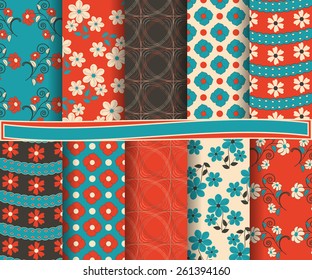 set of  abstract floral vector paper for scrapbook