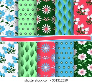 set of  abstract floral vector paper for scrapbook