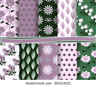 set of  abstract floral vector paper for scrapbook