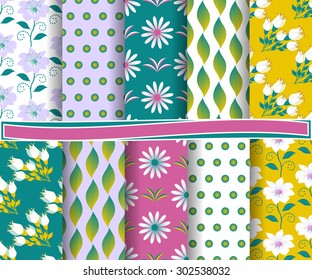 set of abstract floral vector paper for scrapbook