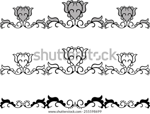 Set of abstract
flower border with pattern