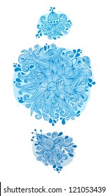 Set of abstract flower design elements on grunge background
