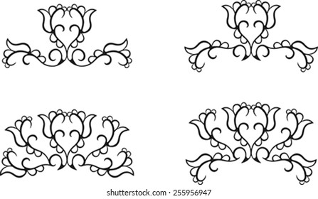 Set of abstract flower elements