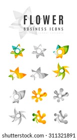 Set of abstract flower logo business icons. Created with overlapping colorful abstract waves and swirl shapes