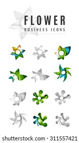 Set of abstract flower logo business icons. Created with overlapping colorful abstract waves and swirl shapes