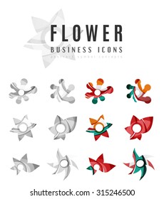 Set of abstract flower logo business icons. Created with overlapping colorful abstract waves and swirl shapes