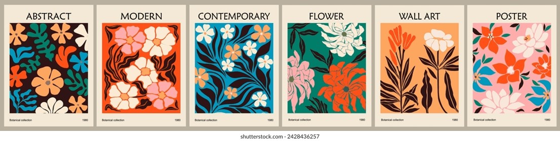 Set of abstract Flower Market art posters.