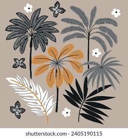 Set of abstract flower posters. Trendy botanical wall arts with floral design in danish pastel colors. Modern naive groovy funky interior decorations, paintings. Vector art illustration.