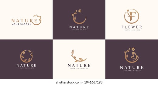 set of abstract flower rose logo design